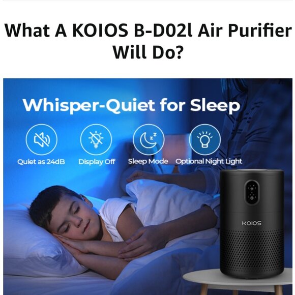 KOIOS Air Purifier For Home Large Bedroom Black - Picture 8 of 12